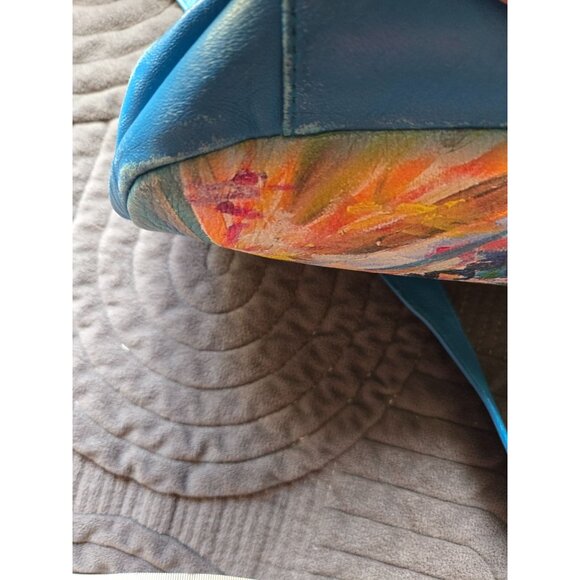Jeon Genuine Leather Hand Painted Tropical Street  Scene Crossbody EUC - Picture 10 of 10